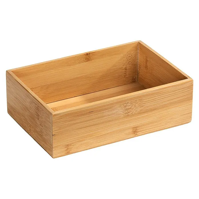 Wenko Aufbewahrungsbox Terra L - 15 x 22 x 7 cm, Bambus - Ein rechteckiger Organizer aus Bambusholz, ideal zur Aufbewahrung und Organisation von Gegenständen.