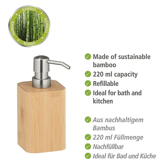 Wenko Bambusa Seifenspender - Bambus, Edelstahl/Bambus online kaufen bei  BAUHAUS