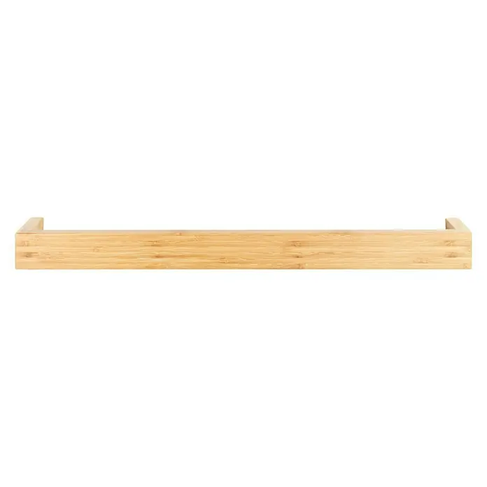 Wenko Bambusa Handtuchstange - Breite: 60 cm, Bambus - Nahaufnahme eines Bambus-Serviertabletts mit Griffen an beiden Seiten, ideal zum stilvollen Servieren von Speisen und Getränken.