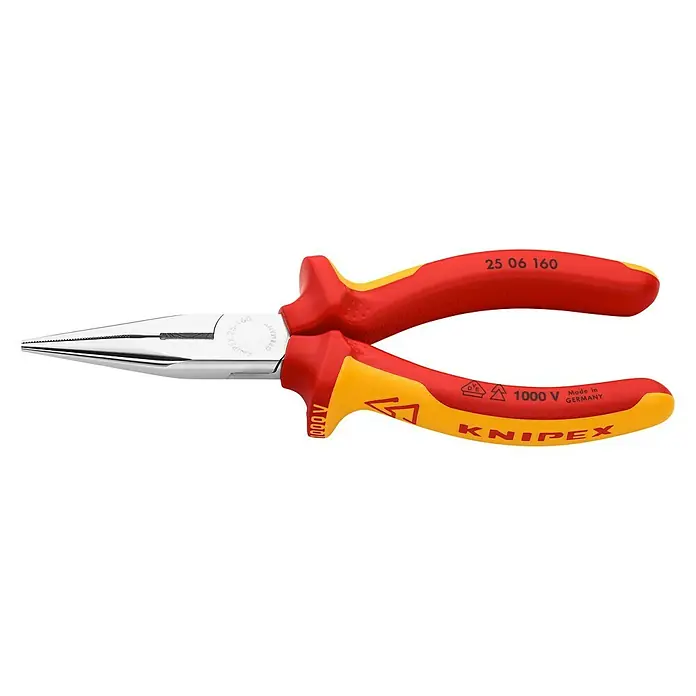 Knipex Flachrundzange - Spitz, Breite: 5,3 cm - Spitzzange von Knipex, ideal für feine Greifarbeiten. Das Werkzeug ist isoliert bis 1000 V und Made in Germany.