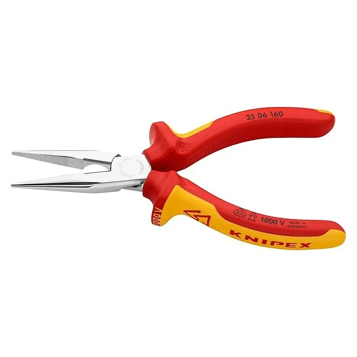 Knipex Flachrundzange - Spitz, Breite: 5,3 cm - Spitzzange Knipex 25 06 160 mit langen, spitz zulaufenden Backen, ideal für Präzisionsarbeiten in schwer zugänglichen Bereichen.
