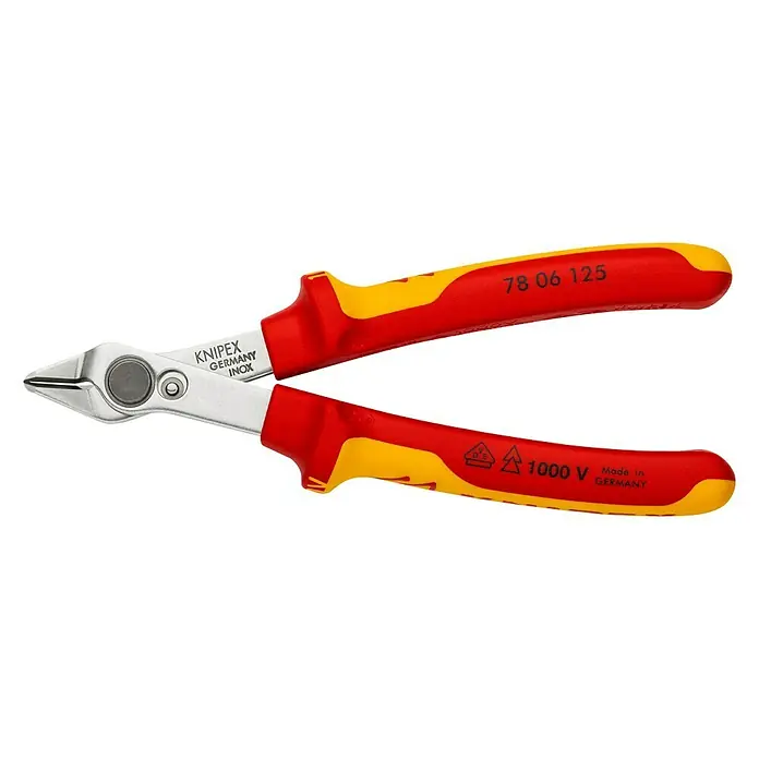 Knipex Seitenschneider Super-Knips - Länge: 12,5 cm - Knipex Elektronik-Seitenschneider 78 06 125, gefertigt in Deutschland, ideal für feine Schneidarbeiten in der Elektronik und Mechanik.