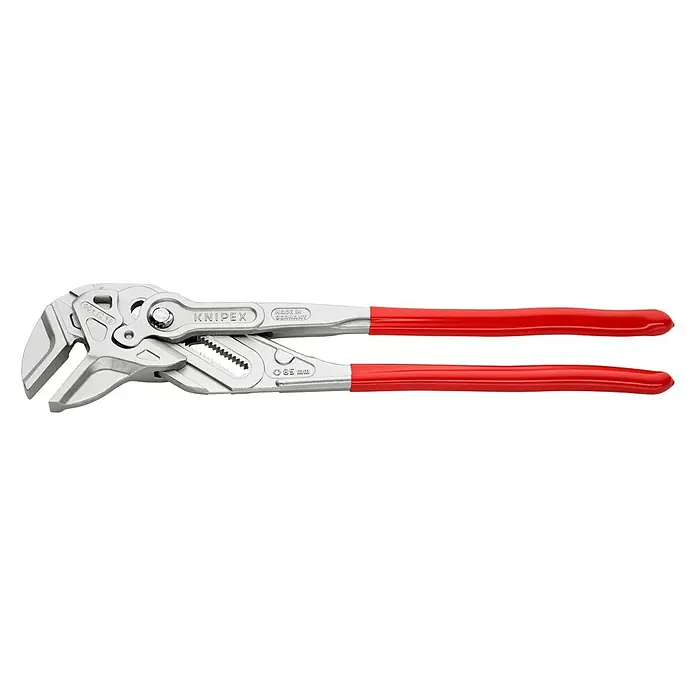 Knipex Wasserpumpenzange XL - Länge: 400 mm - Eine Knipex Cobra Wasserpumpenzange in Silber und Rot, perfekt für Installateure und Heimwerker, die robuste Werkzeuge schätzen.