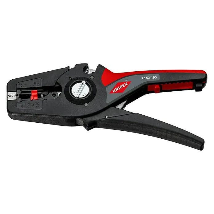 Knipex Abisolierzange PreciStrip 16 - Länge: 19 cm, Passend für: Abisolierwerte Quadratmillimeter 0,08 — 16,0 mm² - Knipex Abisolierzange 12 52 195 mit Mehrkomponenten-Griff für präzises Abisolieren von Kabeln. Ergonomisch und zuverlässig für Profis.