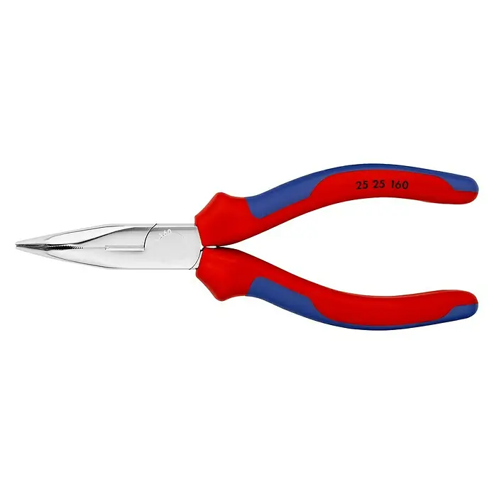 Knipex Flachrundzange - Länge: 16 cm, Spitz, Schneide - Die KNIPEX 25 25 160 Spitzzange, ideal für präzise Greif- und Schneidearbeiten, mit ergonomischen Mehrkomponenten-Griffhüllen für hohen Komfort.