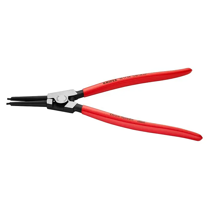 Knipex Zangen-Set - Passend für: Sicherungsringe auf Wellen Ø 85 - 140 mm, Länge: 32 cm - KNIPEX 46 11 A4 Sicherungsringzange für Innenringe in Bohrungen, 19 – 60 mm Ringdurchmesser, Chrom-Vanadin-Elektrostahl, rot isolierte Griffe.