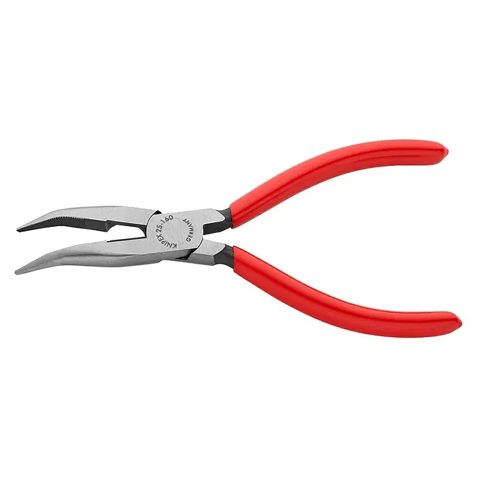 Knipex Flachrundzange - Länge: 16 cm, Rot - Knipex 25 25 160 Spitzzange mit abgewinkelter Form, ideal für schwer zugängliche Stellen.