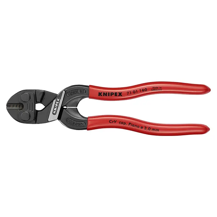 Knipex CoBolt Bolzenschneider - Länge: 160 mm - Knipex Bolzenschneider mit rotem Griff, Modell 71 01 160, für präzises Schneiden von harten Materialien wie Klavierdraht.