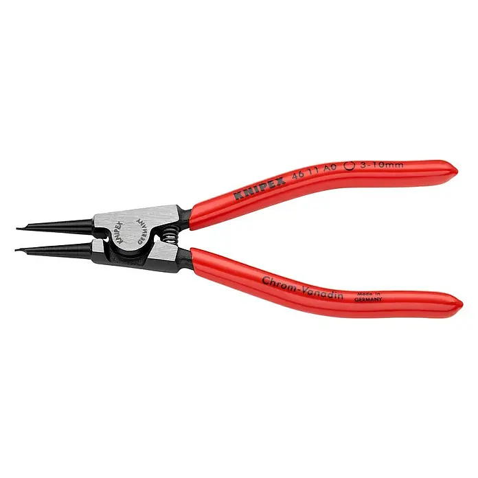 Knipex Zangen-Set - Passend für: Sicherungsringe auf Wellen Ø 3 – 10 mm, Länge: 14 cm - Ein Paar KNIPEX 46 11 A0 Spitzzirkelzangen mit roten Griffen zum Greifen und Positionieren kleiner Werkstücke.