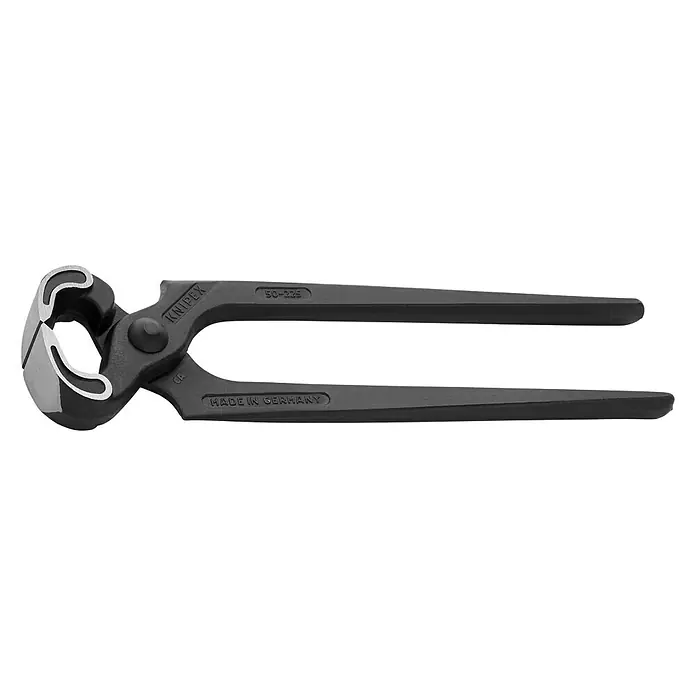 Knipex Kneifzange - Länge: 22,5 cm - Eine Nahaufnahme einer schwarzen KNIPEX Zange, die für ihre Qualität und Präzision bekannt ist. Ideal für Handwerker und Heimwerker.