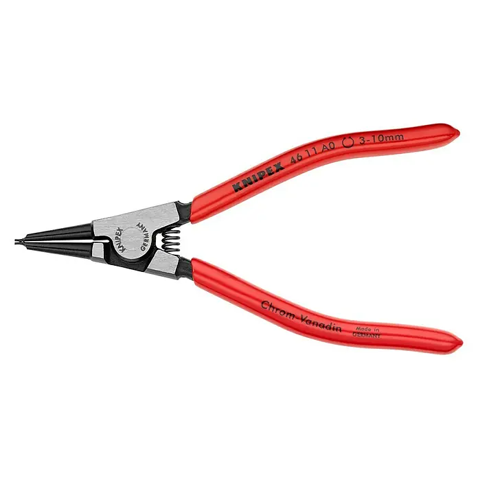 Knipex Zangen-Set - Passend für: Sicherungsringe auf Wellen Ø 3 – 10 mm, Länge: 14 cm - Knipex 46 11 A0 Spitzzange für Sprengringe mit Chrom-Vanadin-Stahl, ideal für Präzisionsarbeiten. Robuste Qualität, Made in Germany.
