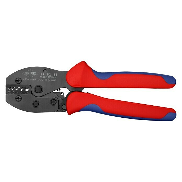 Knipex Crimpzange PreciForceLänge: 220 mm, isolierte + unisolierte Aderendhülsen 0,25 - 6,0 mm² View From Above