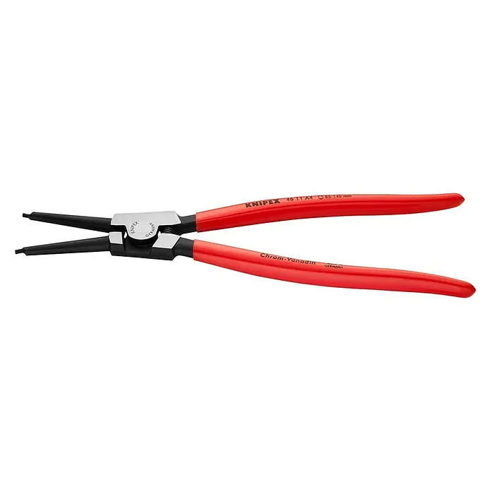 Knipex Zangen-Set - Passend für: Sicherungsringe auf Wellen Ø 85 - 140 mm, Länge: 32 cm - Eine Sprengringzange 46 11 A4 von Knipex mit roten Griffen für Innenringe in Bohrungen von 85-140 mm Durchmesser.
