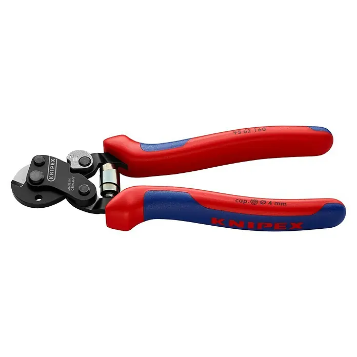 Knipex Drahtseilschere - Länge: 16 cm, Härte Schneide: 62 HRC - KNIPEX 95 62 160 Kabelschneider, ideal zum Schneiden von Kabeln bis Ø 4 mm. Präzise Schnitte, robuste Bauweise für den professionellen Einsatz.