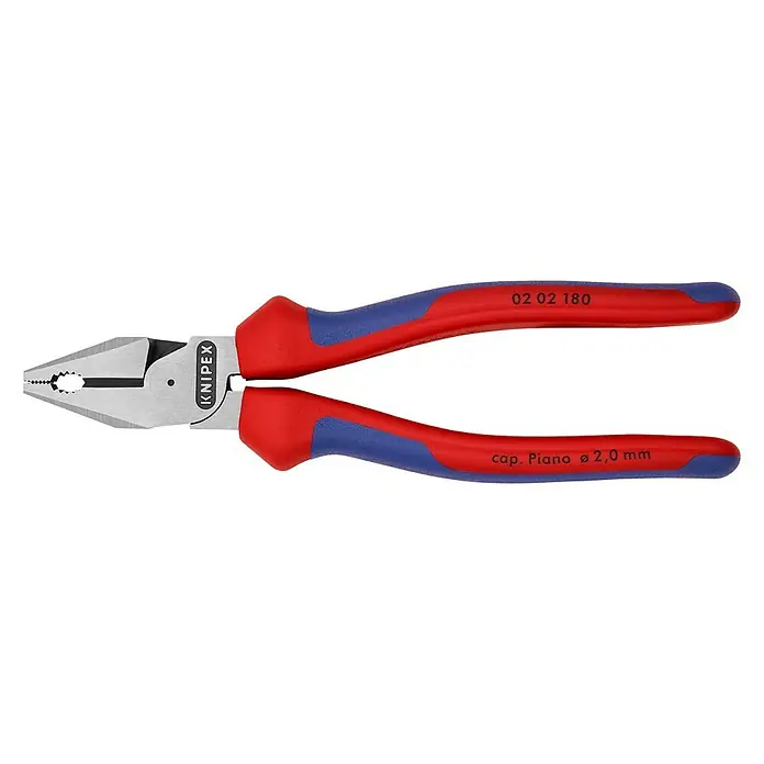 Knipex Kombizange - Länge: 18 cm - KNIPEX Kombinationszange 02 02 180 mit Mehrkomponenten-Griff. Präzisionswerkzeug für Elektroinstallationen und universelle Anwendungen.