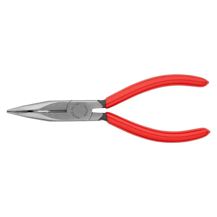 Knipex Flachrundzange - Länge: 16 cm, Rot - Spitzzange KNIPEX 25 05 160: Präzisionswerkzeug für feine Greifarbeiten. Ideal für Elektronik und Modellbau, mit schlanker Kopfform für schwer zugängliche Bereiche.