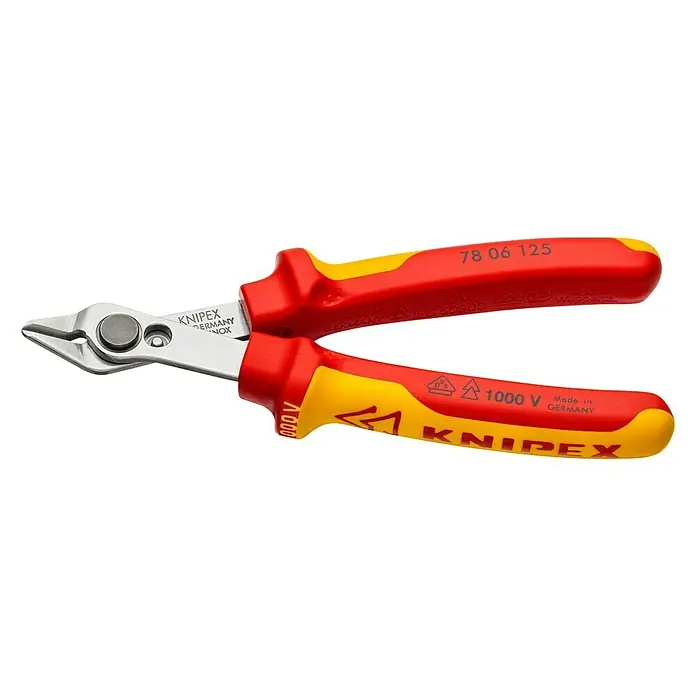 Knipex Seitenschneider Super-Knips - Länge: 12,5 cm - Die Knipex Elektronik-Seitenschneider 78 06 125 sind für feine Schneidarbeiten in der Elektronik und Mechanik konzipiert. Sie sind präzise und langlebig.