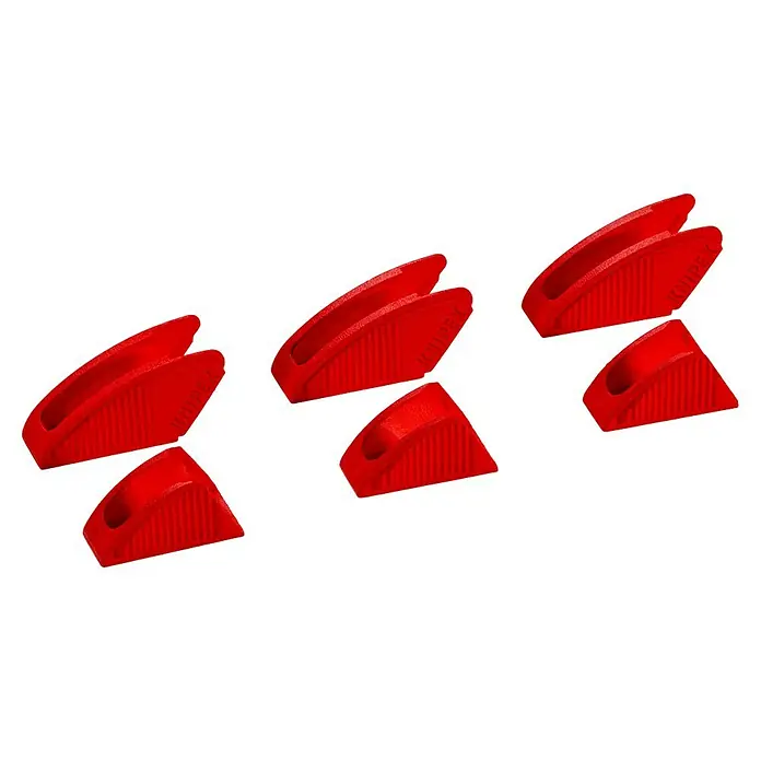 Knipex Schonbacken - Stahl, Passend für: Knipex Zangenschlüssel 86 XX 300er Modelle ab 2020 - Rote Knipex Abisolierhilfe für präzises Abisolieren von Kabeln, ideal für Elektriker und Heimwerker. Die Werkzeuge sorgen für saubere Ergebnisse.