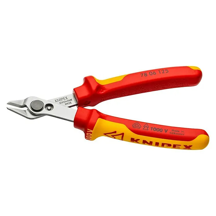 Knipex Seitenschneider Super-Knips - Länge: 12,5 cm - KNIPEX Elektronik-Seitenschneider: Präzises Werkzeug für Elektroniker. Robuster Seitenschneider mit isolierten Griffen für sicheres Arbeiten.