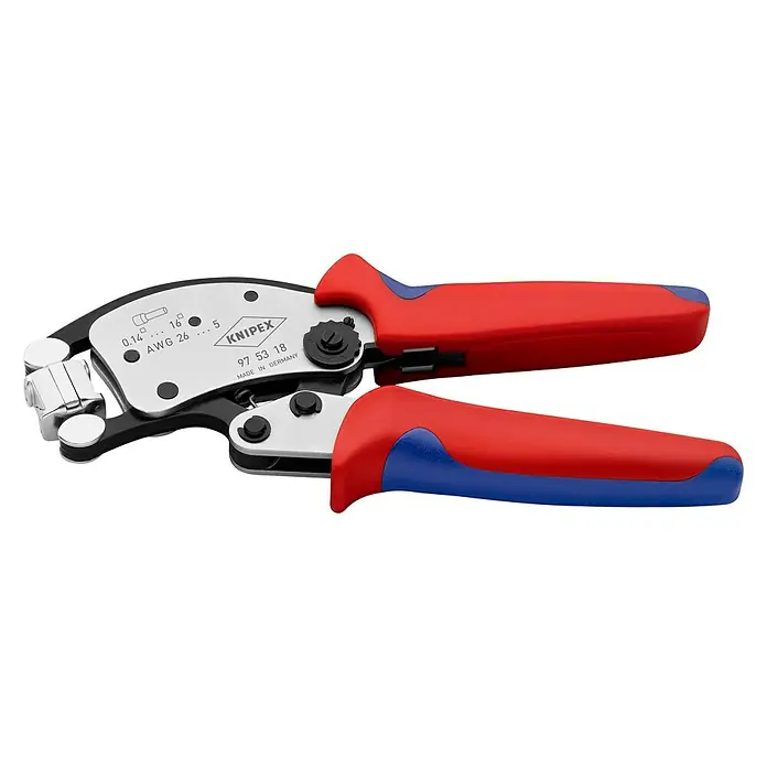 Knipex Crimpzange TWISTOR 16 - Länge: 20 cm - Knipex Crimpzange für Aderendhülsen mit Mehrkomponentengriffen für komfortable Nutzung und präzises Crimpen.