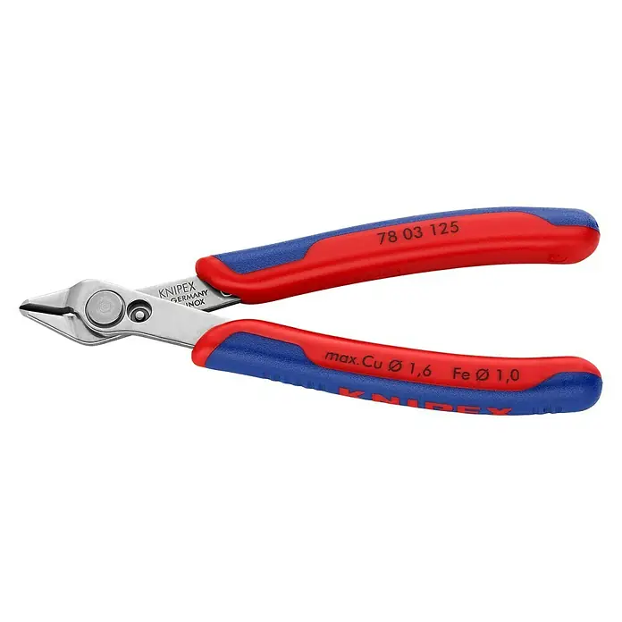 Knipex Abisolierzange Super-Knips - Länge: 12,5 cm - Die Knipex 78 03 125 Elektronik-Seitenschneider sind ideal für feine Schneidarbeiten in der Elektronik und Feinmechanik. Präzise, robust und langlebig.