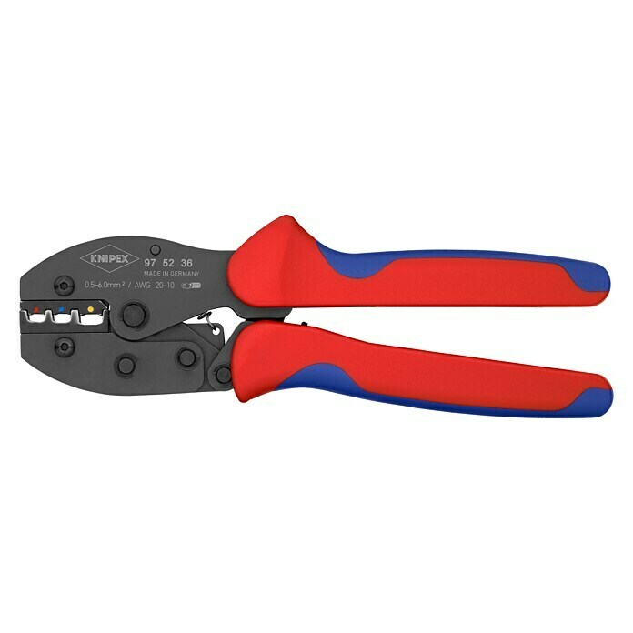 Knipex Crimpzange PreciForce (Länge: 220 mm, isolierte Kabelschuhe, Steckverbinder + Stoßverbinder 0,5 - 6,0 mm²) | BAUHAUS