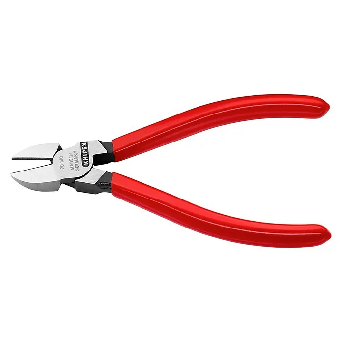 Knipex Seitenschneider - Länge: 14 cm, Rot - Isoliere Knipex Seitenschneider 70 140 mit ergonomischen roten Griffen, ideal für präzise Schnitte in Elektronik und Elektrik.