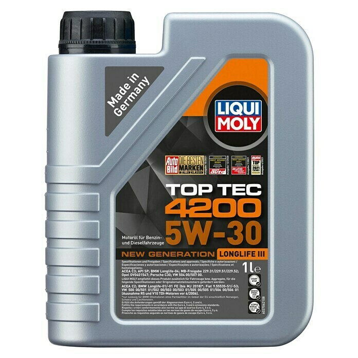 Liqui Moly Motoröl Top Tec 42005W-30, C3, 1 l Front View