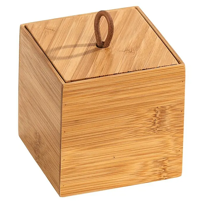 Wenko Aufbewahrungsbox Terra S - 9 x 9 x 9 cm, Bambus - Quadratische Bambusbox mit Deckel und Schlaufe. Ideal zur Aufbewahrung kleiner Gegenstände und als dekoratives Element.