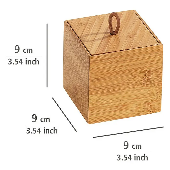 Wenko Aufbewahrungsbox Terra S - 9 x 9 x 9 cm, Bambus - Quadratische Bambusbox mit den Maßen 9x9x9cm. Die Box hat einen Deckel mit einer Schlaufe und ist ideal für die Aufbewahrung von Kleinteilen.