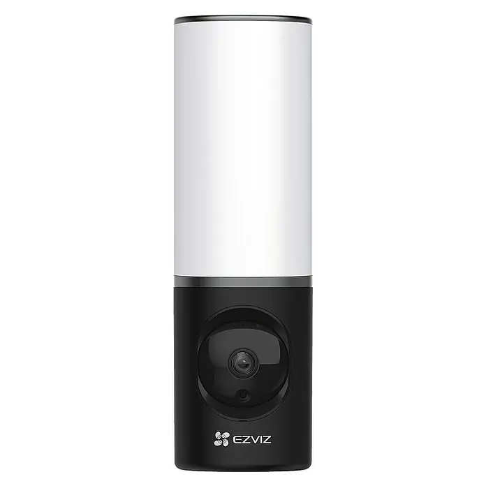 EZVIZ Überwachungskamera LC3 - Schwarz, Weiß - Das Bild zeigt eine EZVIZ Sicherheitskamera mit Flutlicht, ideal zur Überwachung und Beleuchtung von Außenbereichen.