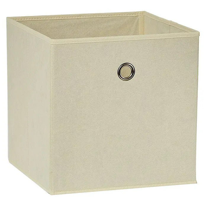 Scan Trend Aufbewahrungsbox - L x B x H: 30 x 30 x 30 cm, Textil, Beige - Beige Stoffbox zur Aufbewahrung mit Griffloch, ideal für Regale und Schränke, um Ordnung zu schaffen und Gegenstände staubfrei zu lagern.