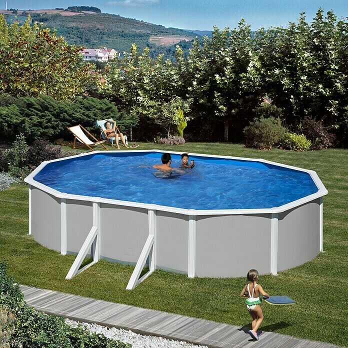 myPool Pool-Set Feeling (730 x 375 x 120 cm, 27.000 l, Grau)