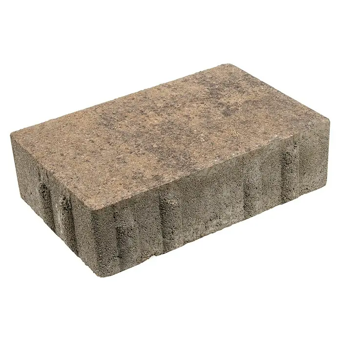 EHL Pflasterstein Top Drän - Sunset, 22,5 x 15 x 6 cm, Rechteckig - Ein einzelner Pflasterstein mit einer rauen Oberfläche und geriffelten Kanten, ideal für Gartenwege oder Terrassen.