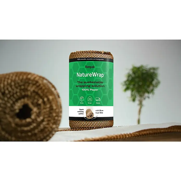 Ranpak Luftpolsterpapier NatureWrap - L x B: 10 m x 35 cm - Eine Rolle Ranpak NatureWrap, eine nachhaltige Verpackungslösung aus 100 % Papier, ideal zum Verpacken, Lagern und Versenden.