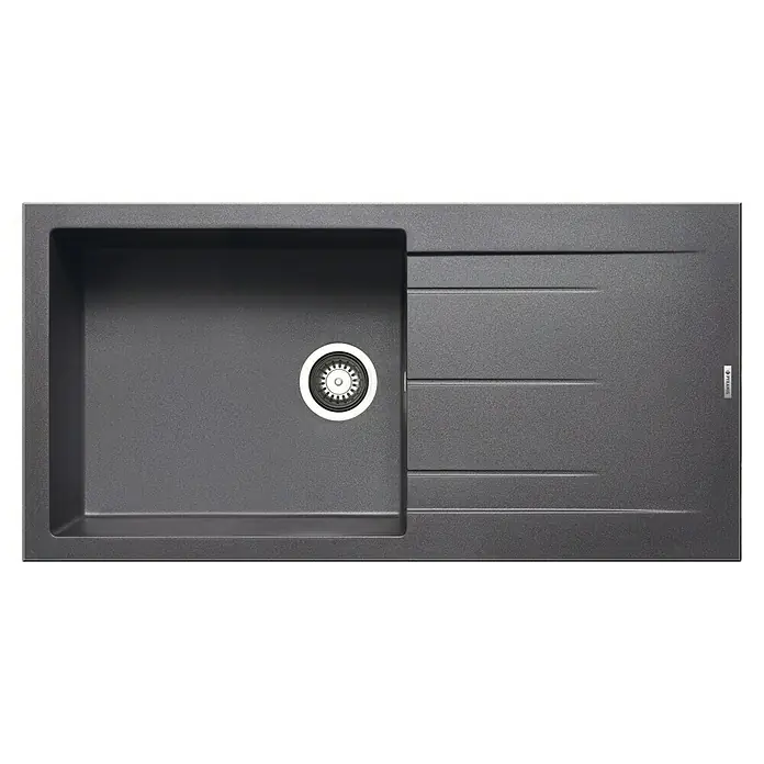 Pyramis Einbauspüle Alazia - 100 x 50 cm, Iron Grey - Spüle aus Granit mit Abtropffläche und modernem Design. Ideal für jede Küche. Die Spüle ist robust und langlebig.
