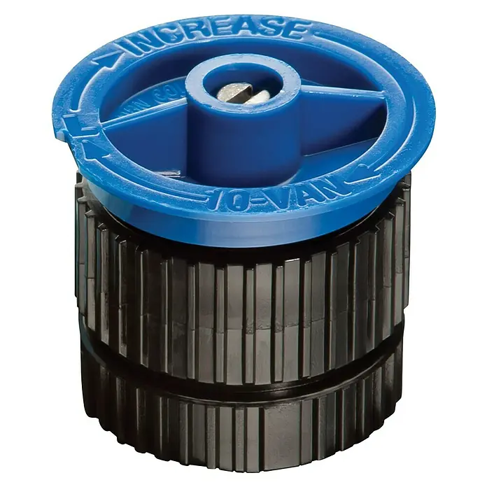 Rain Bird Sprühdüse 10-VAN 10APGReichweite ca.: 2,1 m - 3,1 m - Nahaufnahme einer Rain Bird 10-VAN Düse mit verstellbarem Sektor für präzise Bewässerung.