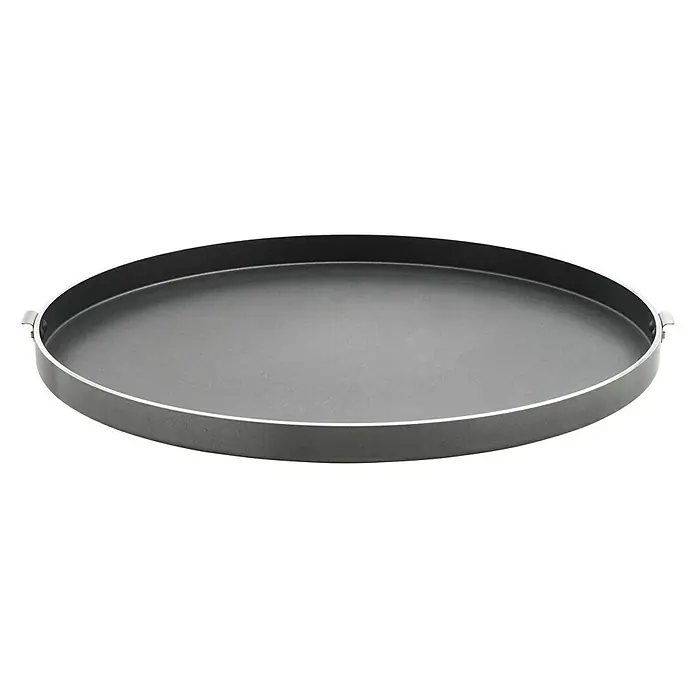 Cadac Grillpfanne Chef Pan 50Durchmesser: 45 cm, Höhe: 2,5 cm - Graue runde Bratpfanne mit niedrigem Rand und Griffen, ideal zum Kochen.