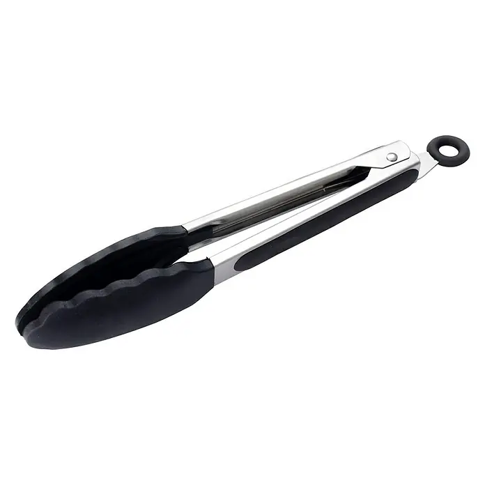 Cadac Grillzange - Länge: 36 cm - Küchenzange aus Edelstahl mit schwarzen Silikonspitzen zum einfachen Greifen und Wenden von Speisen.
