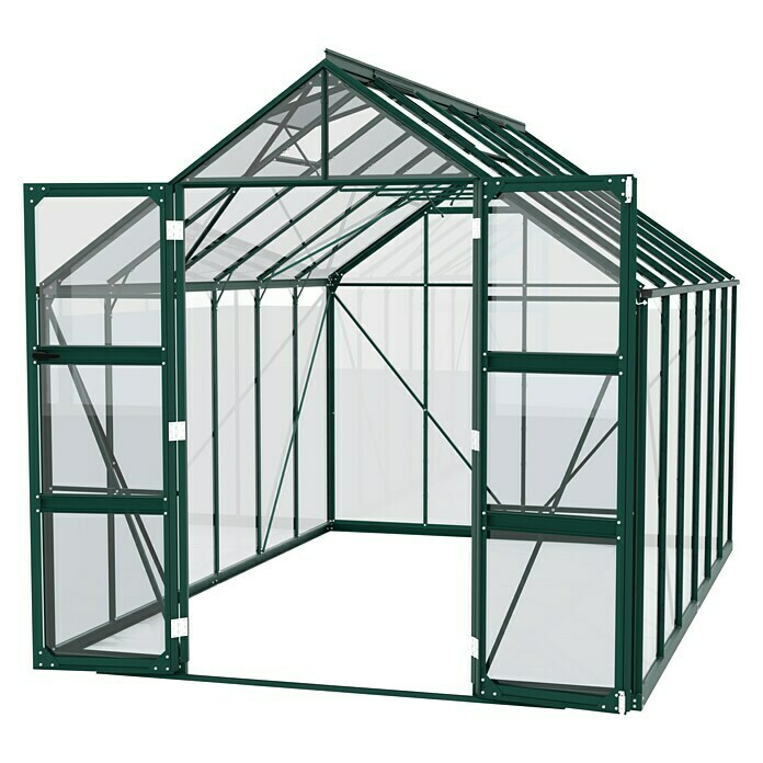 Vitavia Gewächshaus Domus 9900 (Außenmaß inkl. Dachüberstand (B x T): 257 x 387 cm, 3 mm, Smaragd) | BAUHAUS