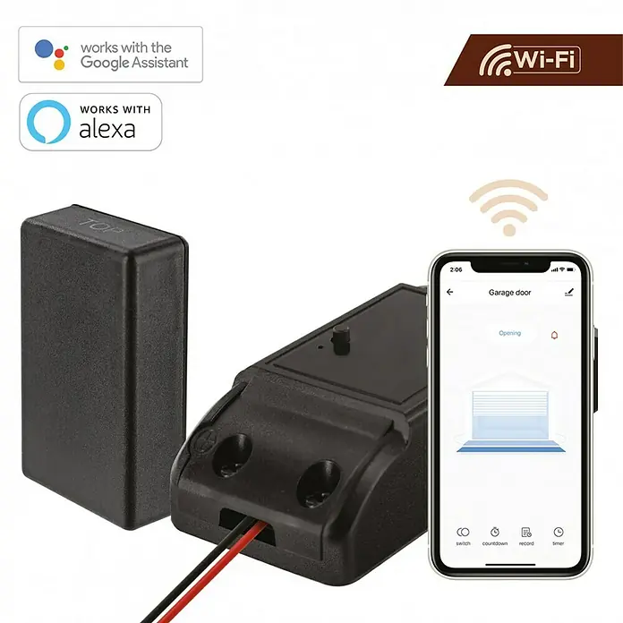 Muvit iO Control de apertura de puertas de parking WIFI - L x An x Al: 25 x 4 x 9 cm, Longitud del cable: 147 m, Capacidades Smart Home: Sí - Abrepuertas de garaje inteligente con control de aplicación para smartphone, compatible con Google Assistant y Alexa para un uso cómodo.