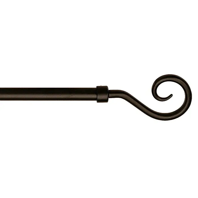 Barra para cortinas Kit metálico Báculo - Ø x L: 19 x 189 mm, Metal, Negro - Elegante barra de cortina con un extremo decorativo en espiral en un tono oscuro, ideal para decoraciones de ventanas elegantes y para mejorar el espacio vital.