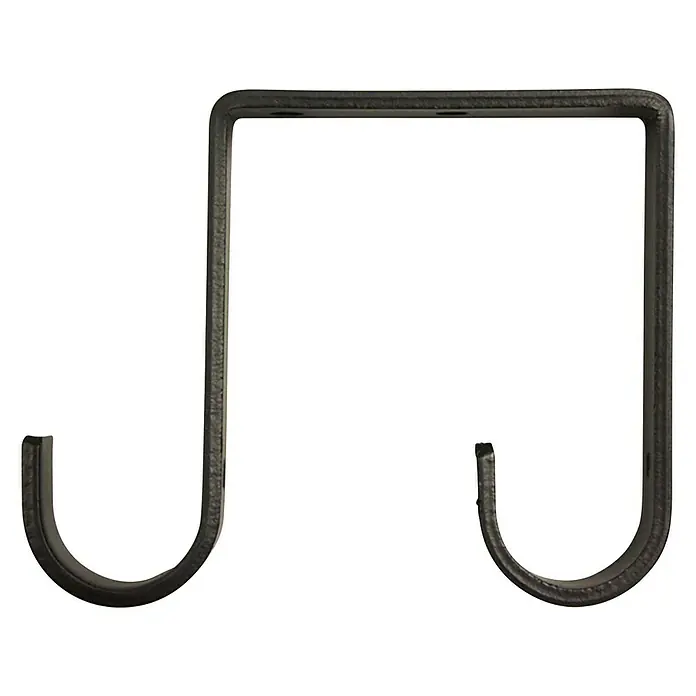Soporte de techo doble - Negro, Largo: 9,5 cm - Un robusto gancho doble negro, perfecto para colgar y organizar artículos en tu hogar o taller con un diseño minimalista.