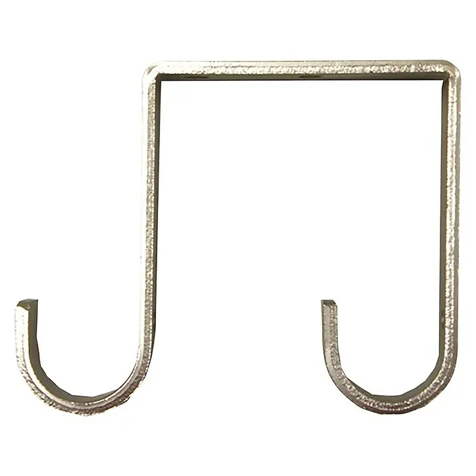 Soporte de techo doble - Plata, Largo: 9,5 cm - Colgador de gancho doble plateado para colocar sobre la puerta para ahorrar espacio al guardar objetos.