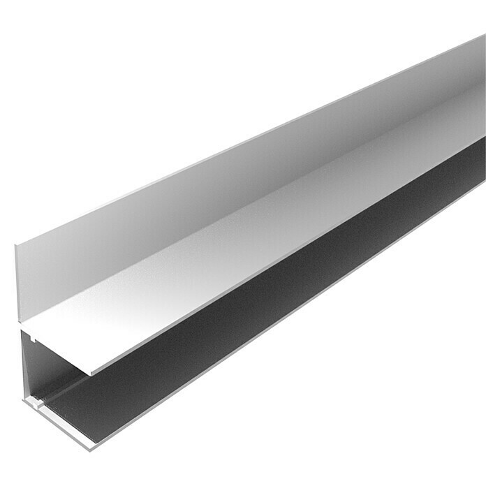 U-Profil (250 cm x 16 mm, Seitliche Lasche, Aluminium, Silber