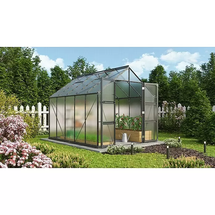 Vitavia Gewächshaus Domus 8300 - Außenmaß inkl. Dachüberstand (B x T): 257 x 325 cm, 6 mm, Schwarz - Stimmungsaufnahme