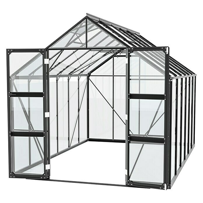 Vitavia Gewächshaus Domus 9900 (Außenmaß inkl. Dachüberstand (B x T): 257 x 387 cm, 3 mm, Schwarz) | BAUHAUS