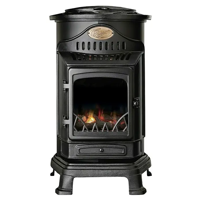 Estufa de gas Provence - 3,4 kW, Negro - Una foto detallada de una chimenea eléctrica Provenza, que añade calidez y estilo a cualquier estancia.\n