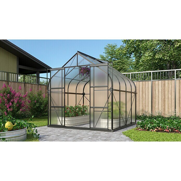 Vitavia Gewächshaus Dione 6700 (258 cm x 263,5 mm x 254,5 mm, Wandstärke: 4 mm, Schwarz)