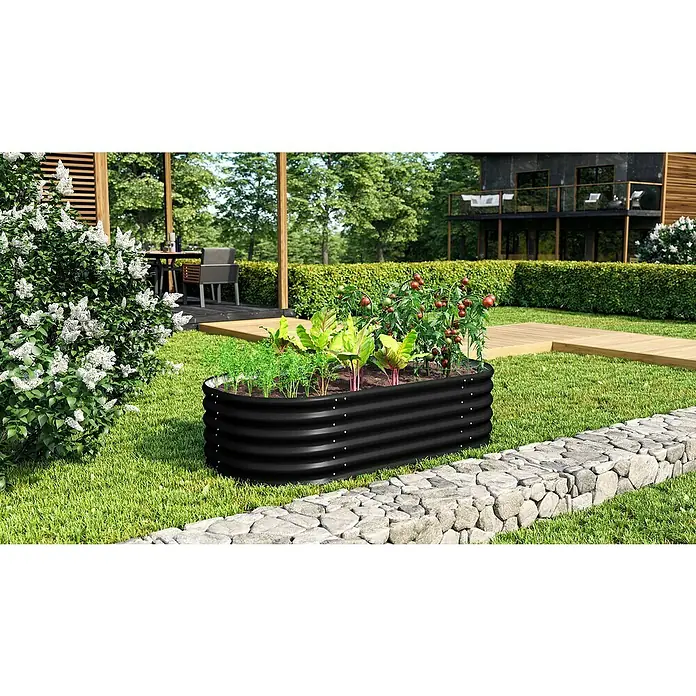 Vitavia Hochbeet Terra 401 - 162 x 82 x 40,1 cm, Zincalume®, Schwarz - Das erhöhte Gartenbeet aus Stahl ist eine großartige Möglichkeit, Gemüse, Kräuter und Blumen anzubauen. Ideal für Gärten, Terrassen und Balkone!